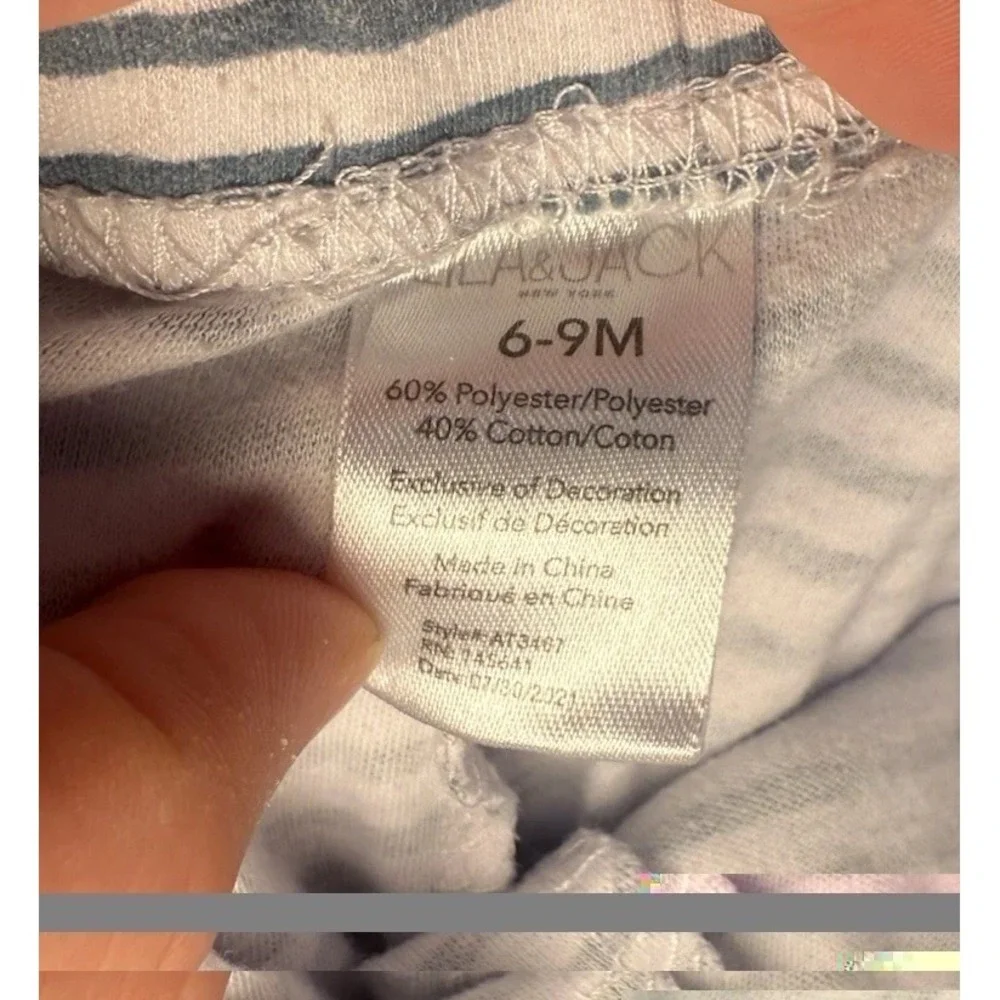 Primark‎ 2 Piece Pajama Set Long Sleeve And Pants Blue White Striped 6-9 Month
